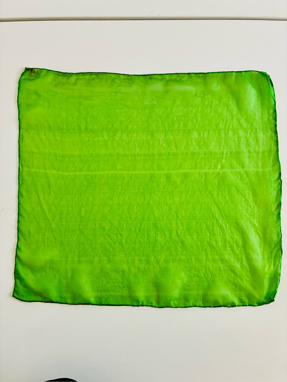 Vintage 💯 Silk Hand Rolled Edges Made in Japan Bright Lime Green Silk Scarf